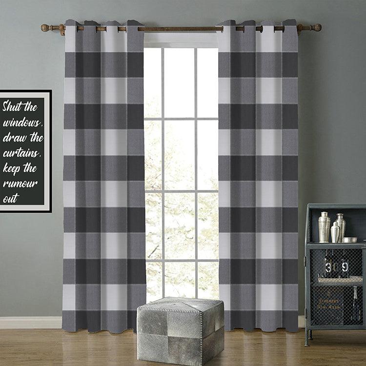 Cotton 4 Way Dobby Grey 9ft Long Door Curtains Pack Of 2