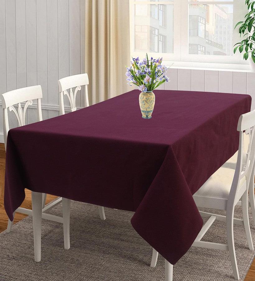 Cotton Solid Maroon 4 Seater Table Cloths