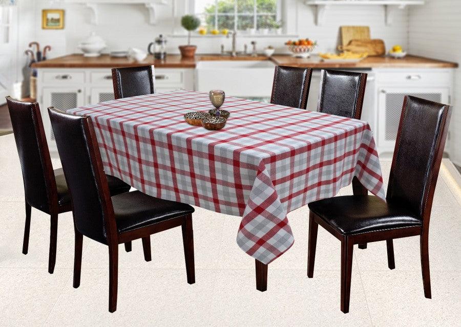 Cotton Lanfranki Red Check 6 Seater Table Cloths
