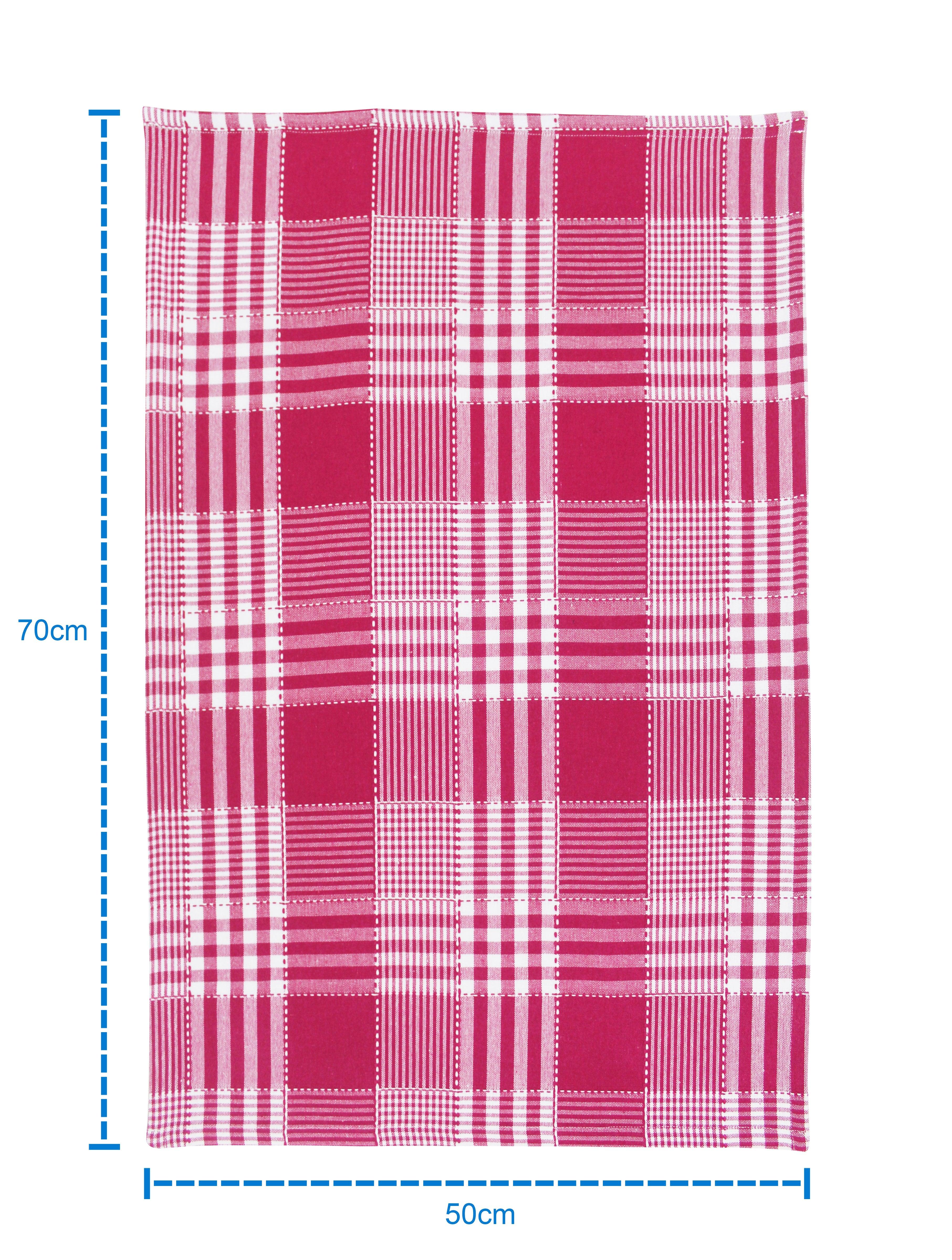 Cotton Track Dobby Green and Rose Kitchen Towels Pack Of 4