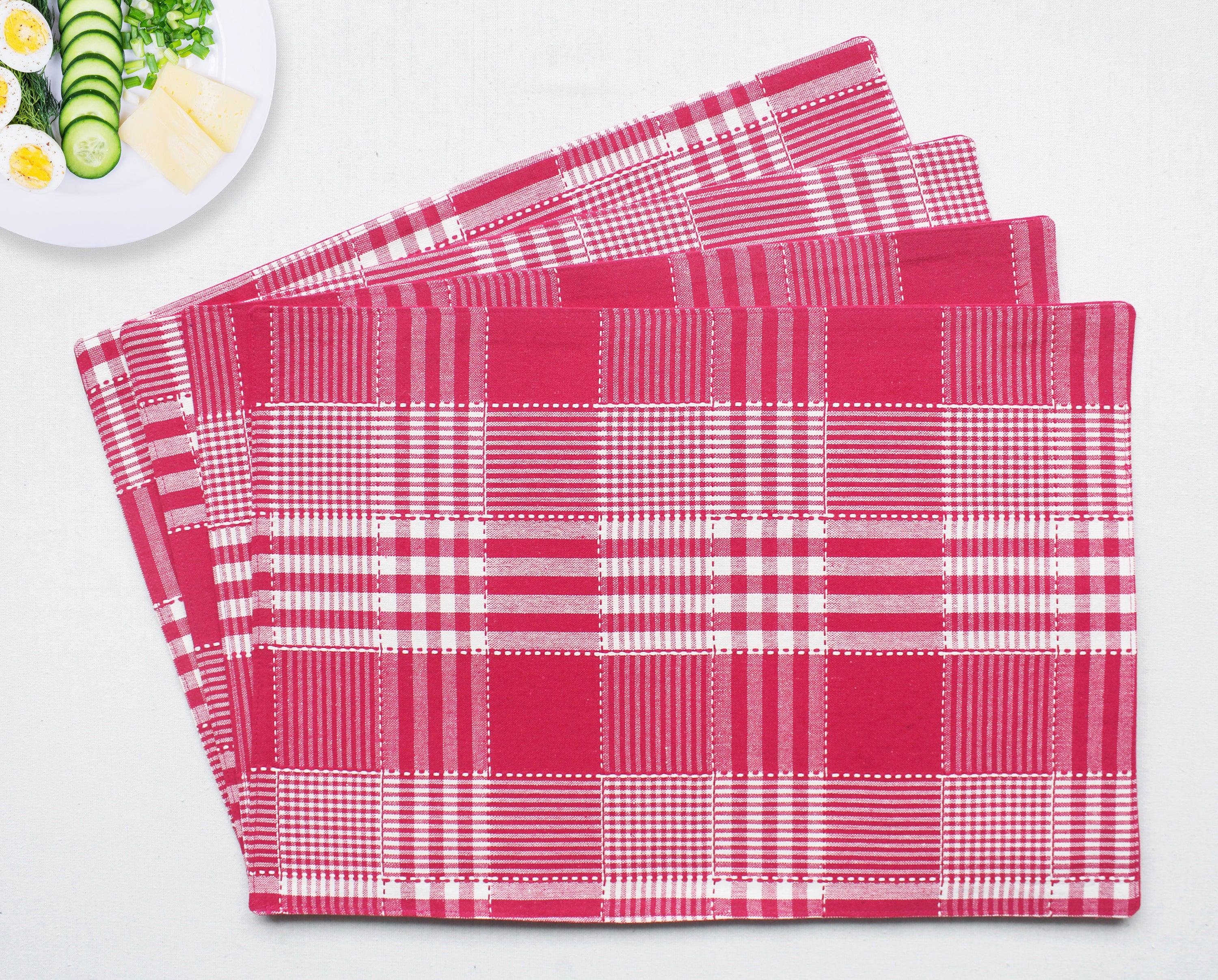 Cotton Track Dobby Pink Table Placemats Pack of 4