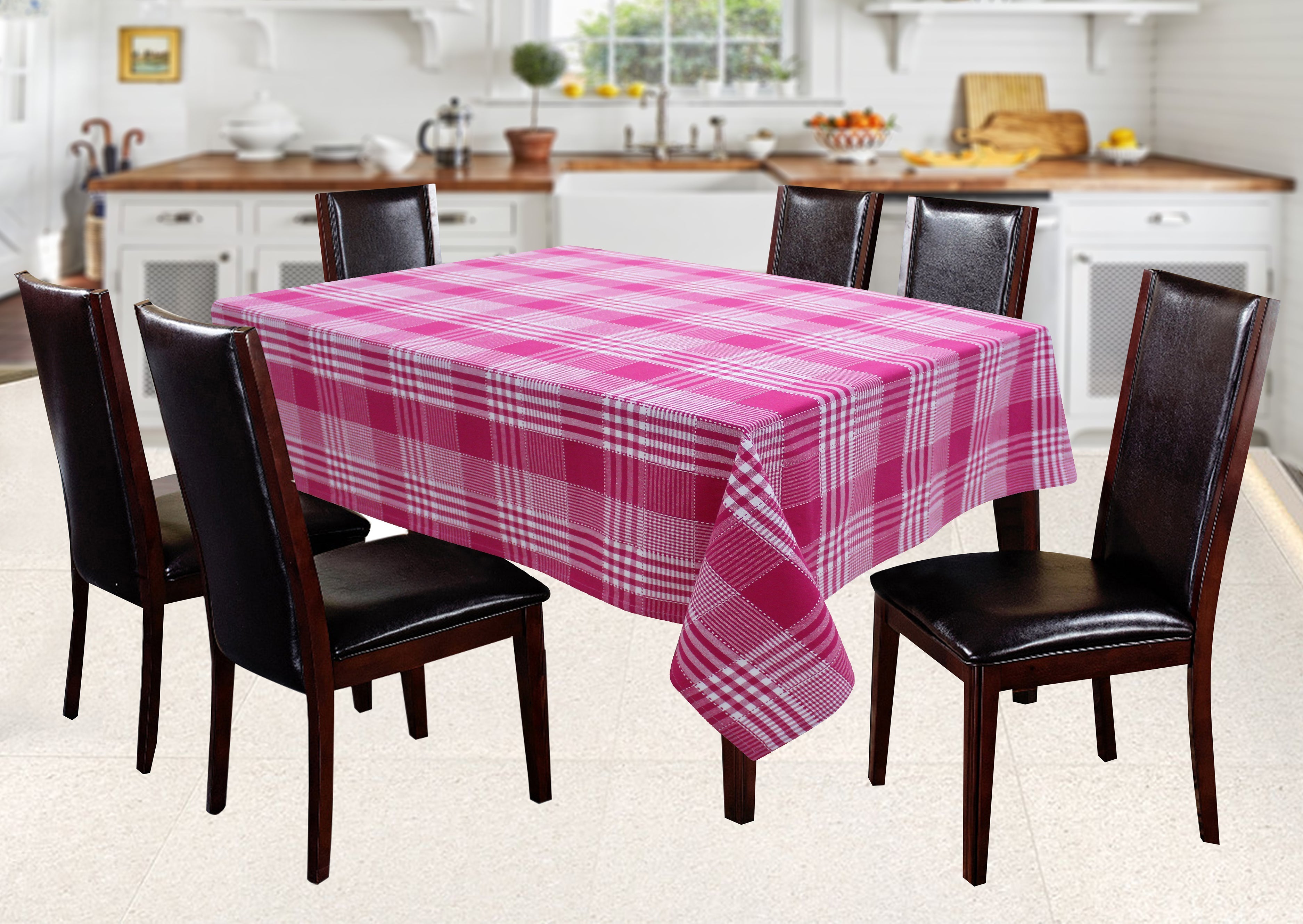 Cotton Track Dobby Rose 8 Seater Table Cloths