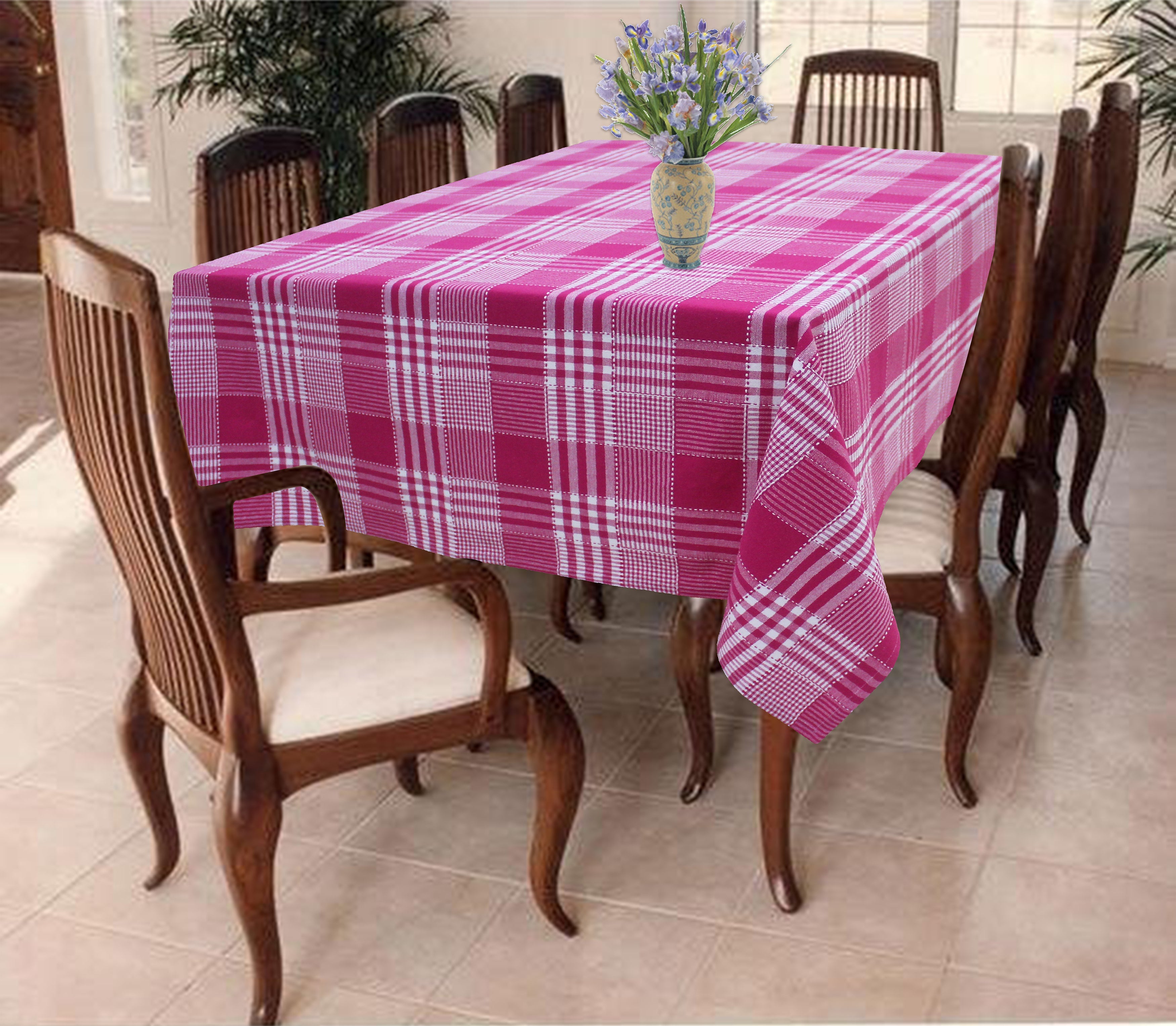 Cotton Track Dobby Rose 6 Seater Table Cloths