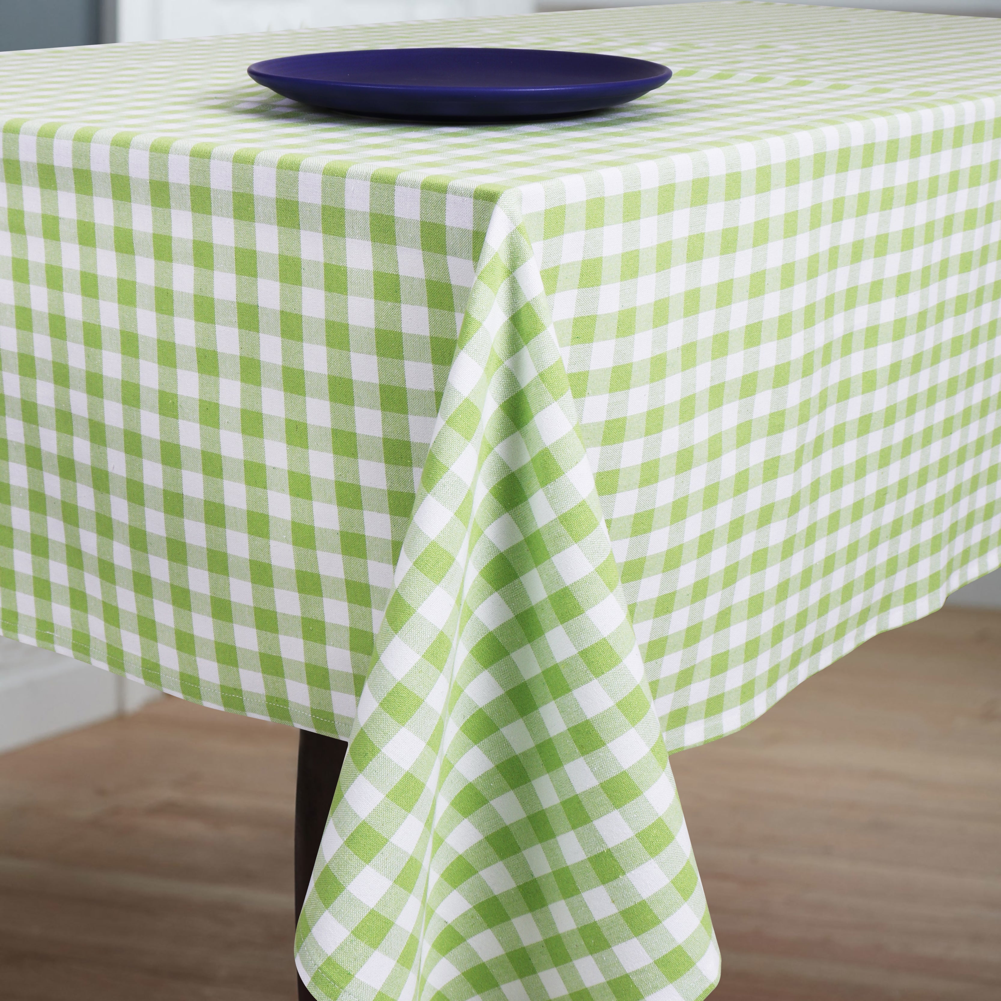 Cotton Gingham Check Green 4 Seater Table Cloths