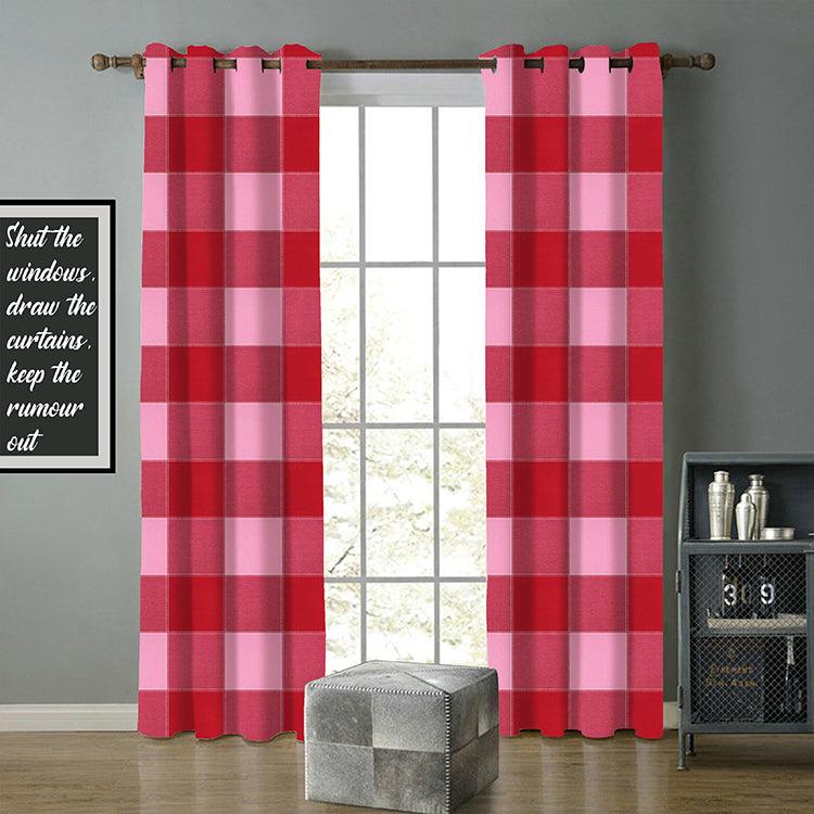 Cotton 4 way Dobby Red 9ft Long Door Curtains Pack Of 2