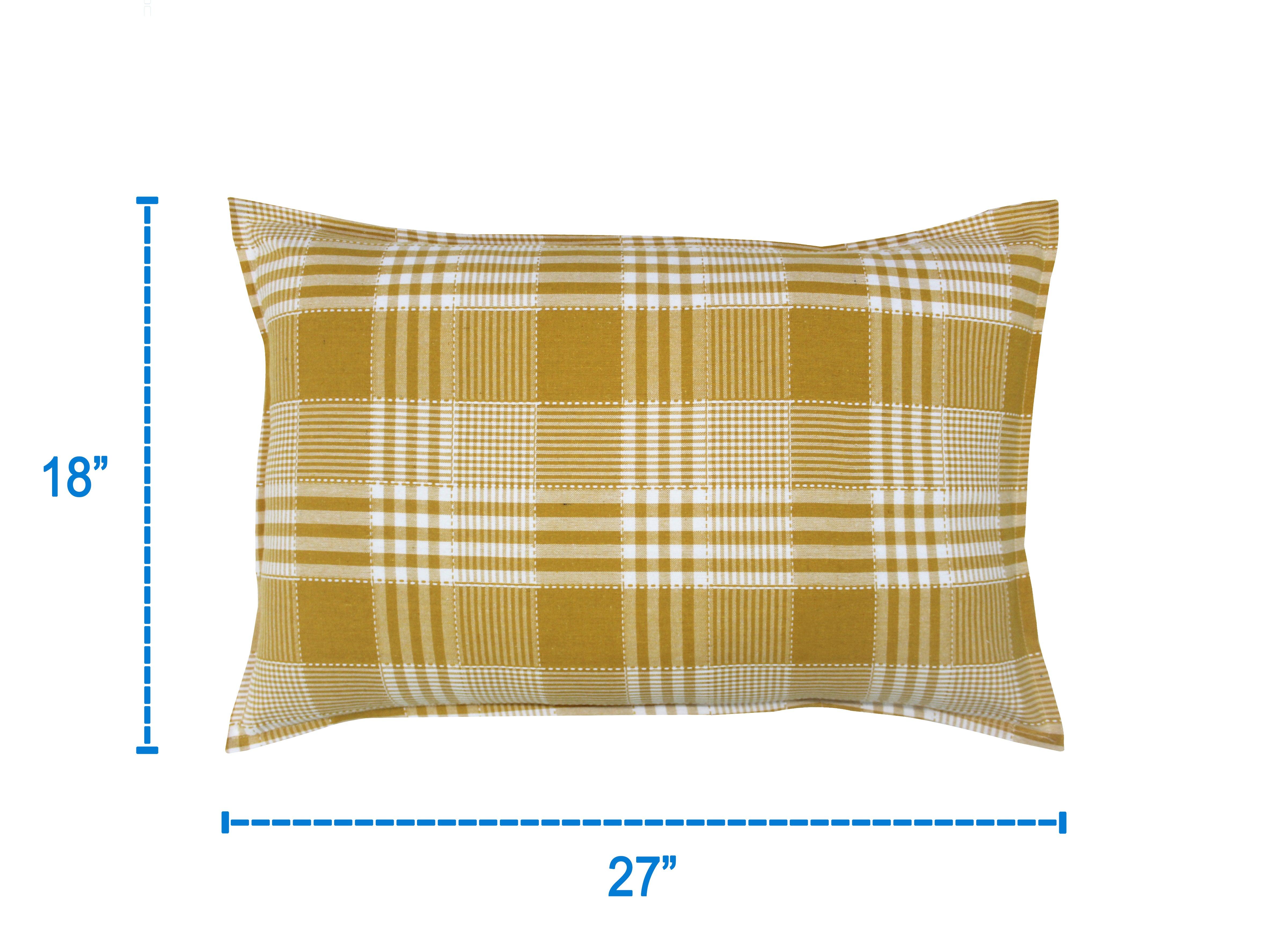 Cotton Track Dobby Yellow Pillow Covers Pack Of 2