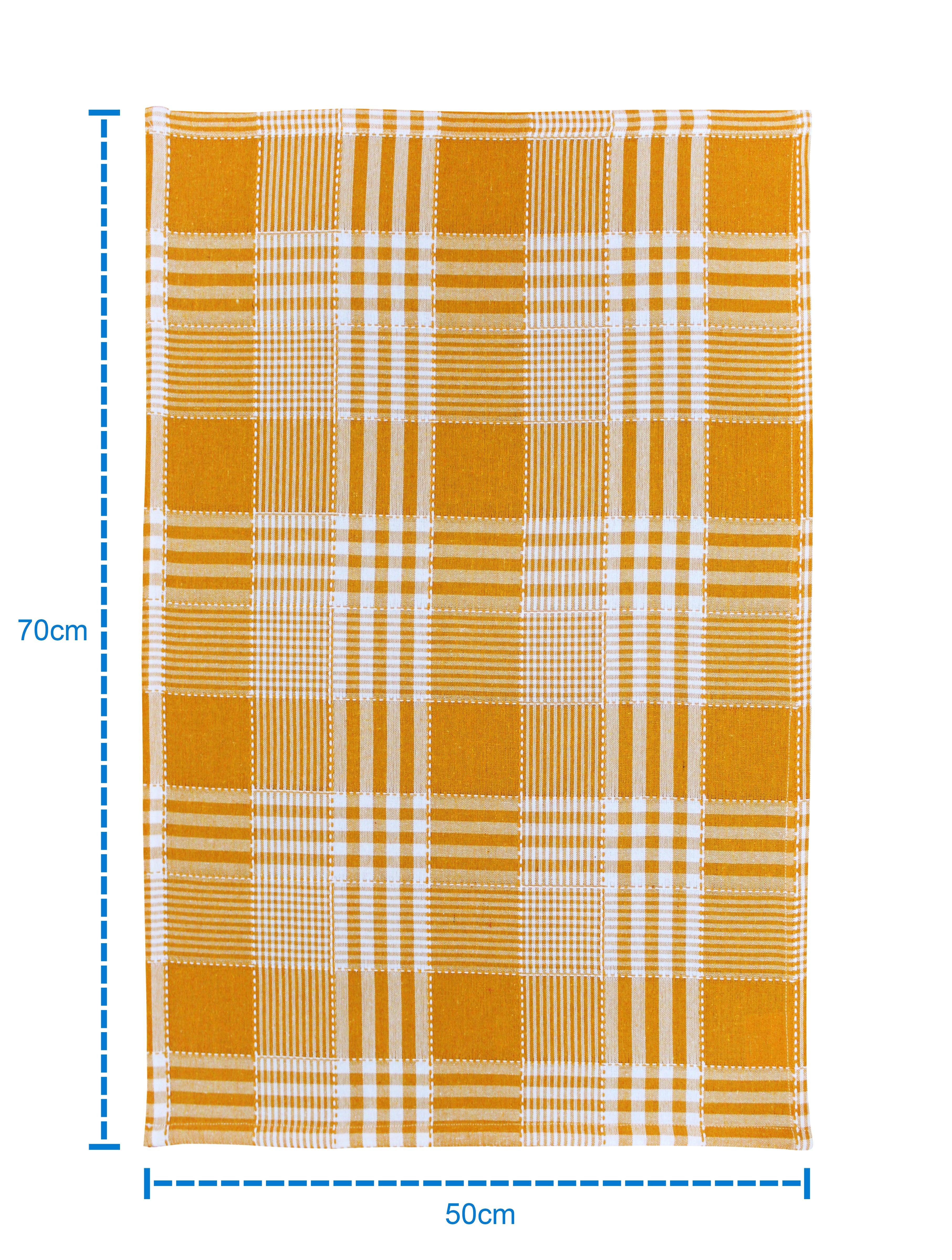 Cotton Track Dobby Yellow Kitchen Towels Pack Of 4