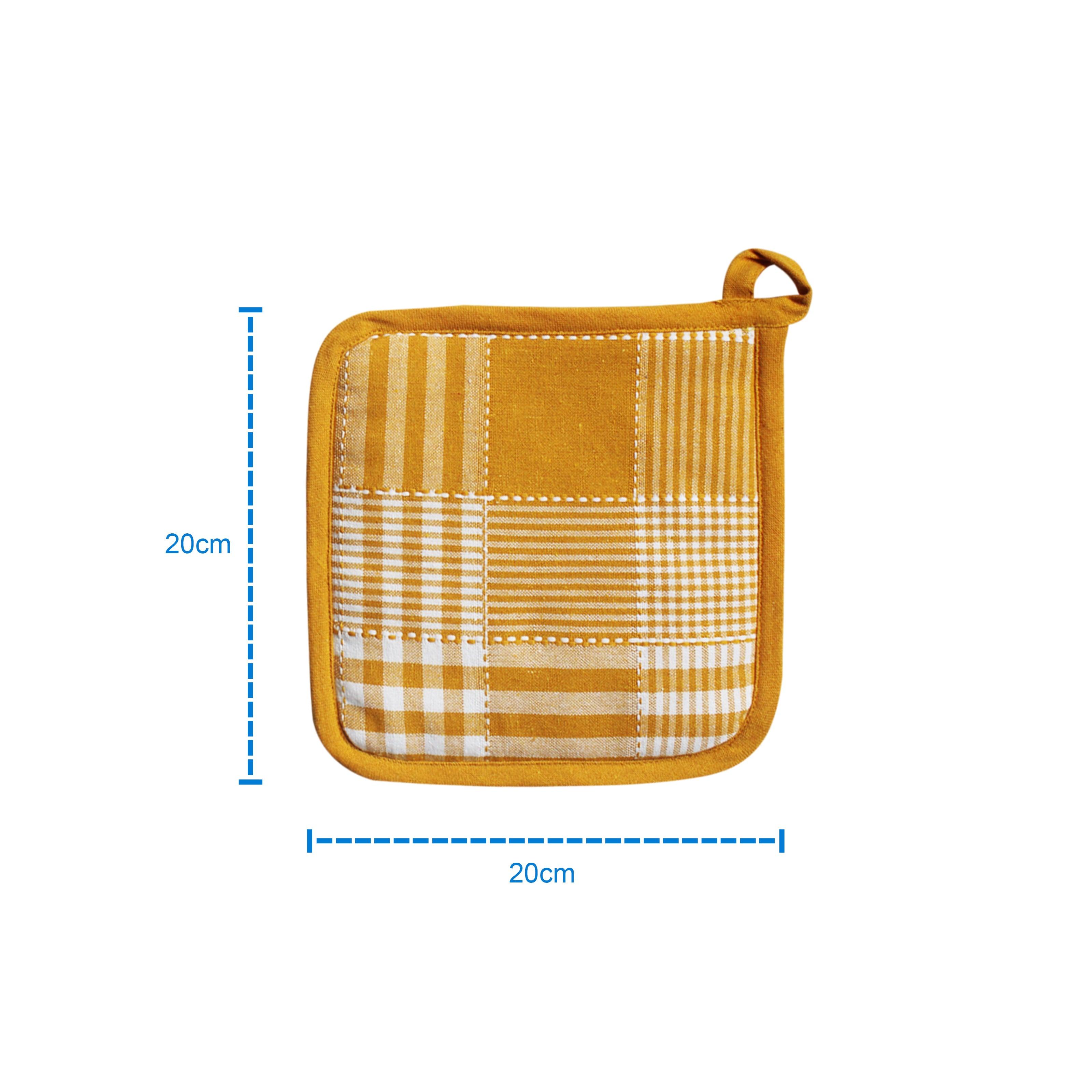 Cotton Track Dobby Yellow Pot Holders Pack Of 3