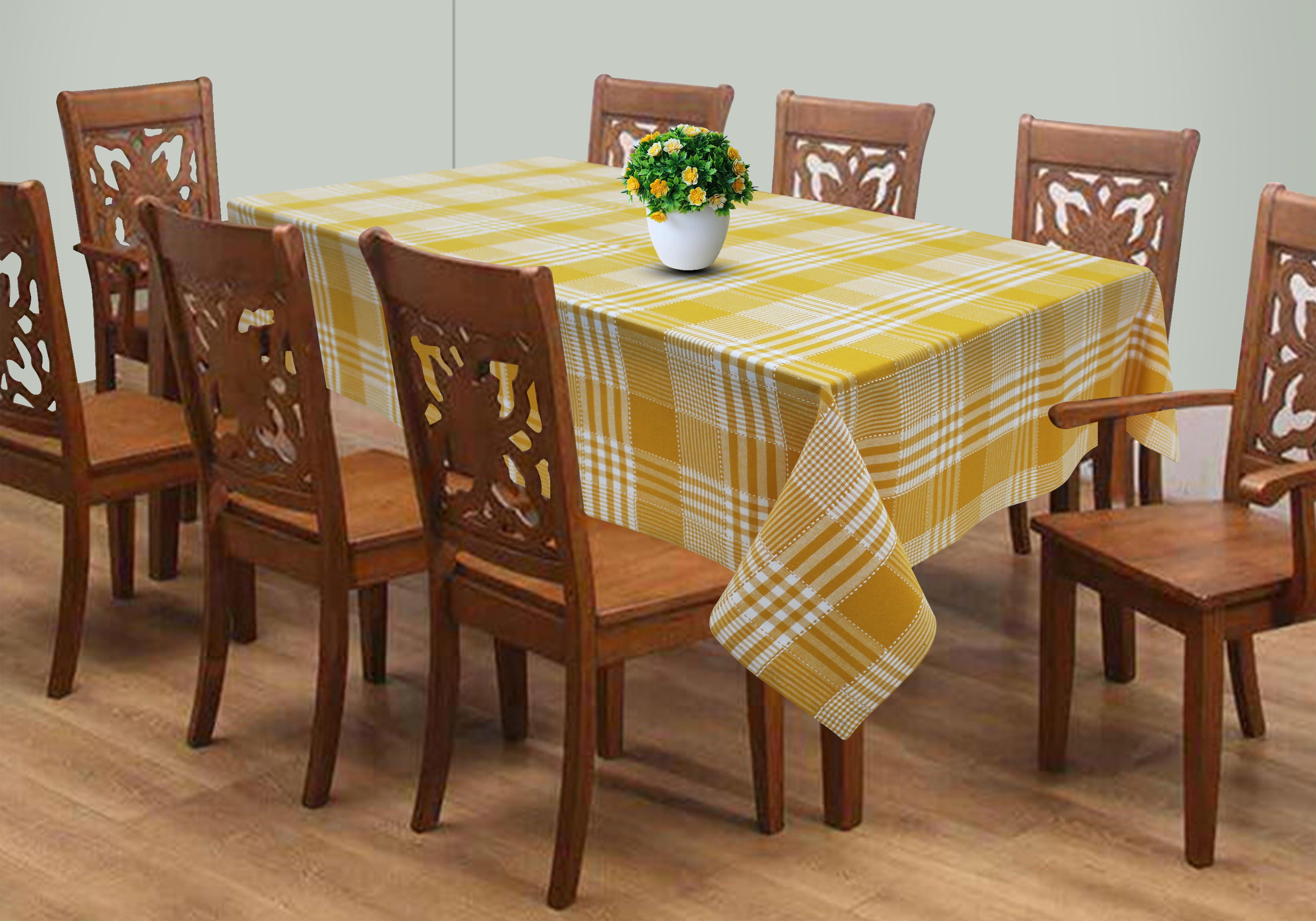 Cotton Track Dobby Yellow 8 Seater Table Cloths
