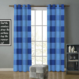 Cotton 4 Way Dobby Blue 9ft Long Door Curtains Pack Of 2