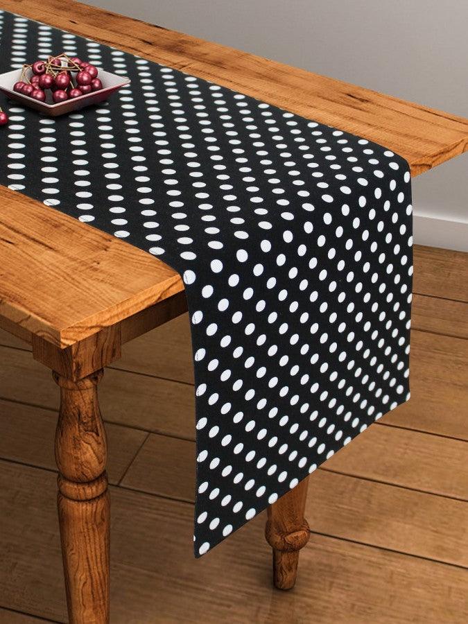 Cotton Black Polka Dot Table Runner