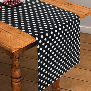 Cotton Black Polka Dot 152cm Length Table Runner Pack Of 1 freeshipping - Airwill