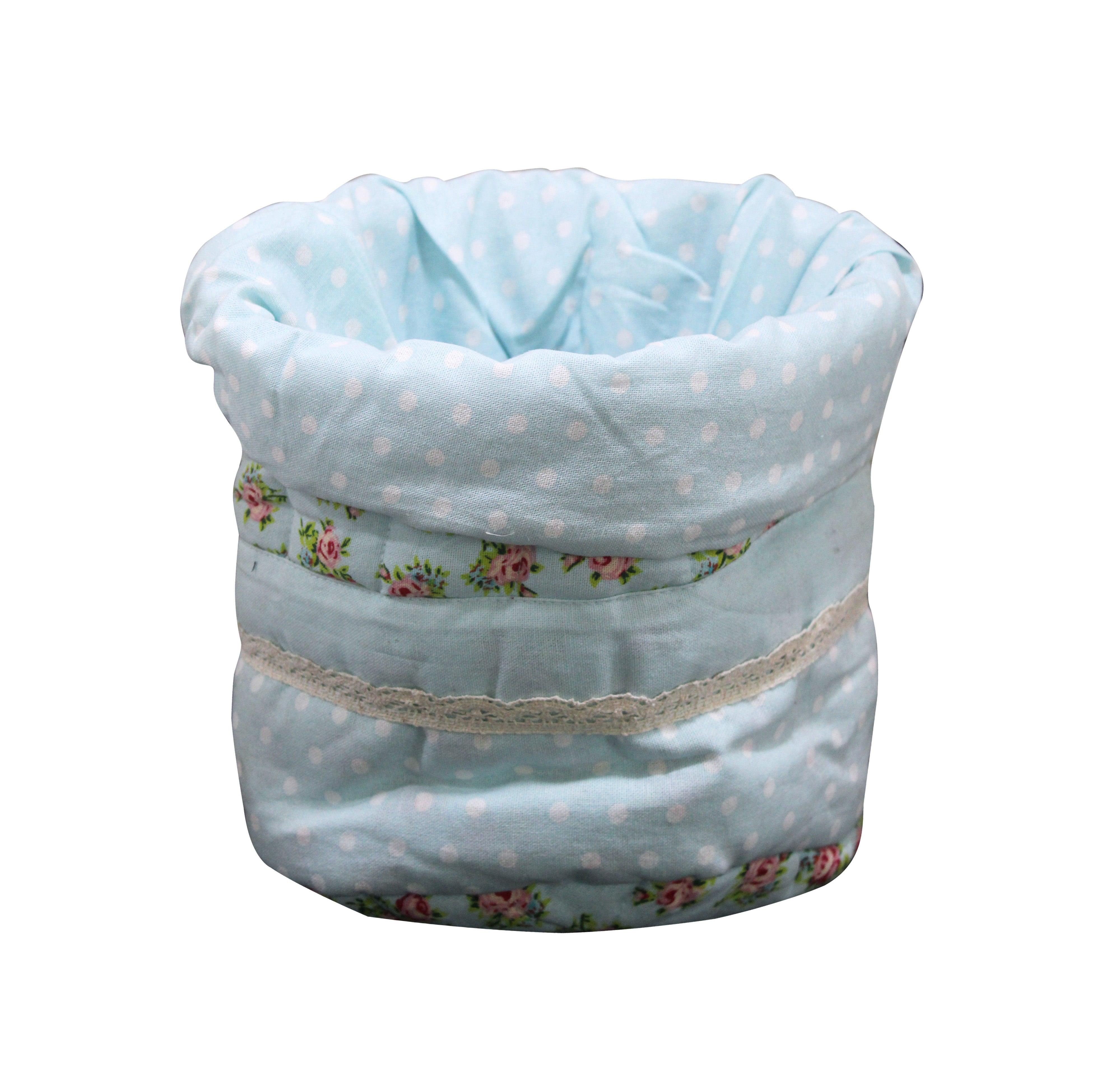 Cotton Blue Small Pink Rose Fruit Basket