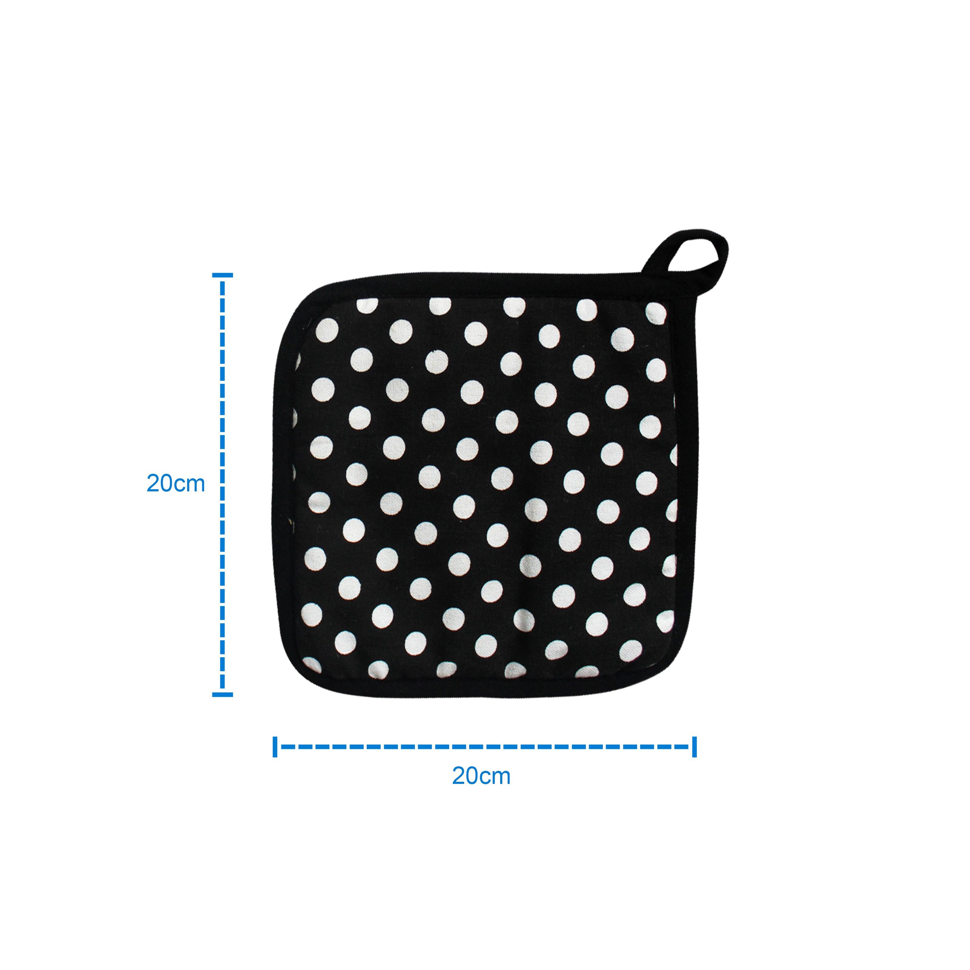 Cotton Black Polka Dot Pot Holders Pack Of 3