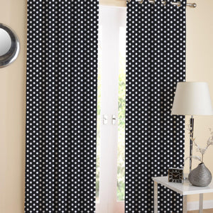 Cotton Polka Dot Black Long 9ft Door Curtains Pack Of 2 freeshipping - Airwill