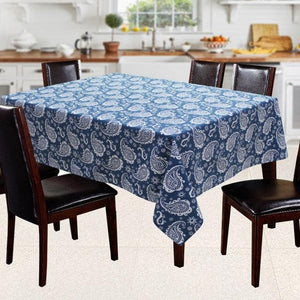 Cotton Blue Paislay 6 Seater Table Cloths Pack Of 1 freeshipping - Airwill