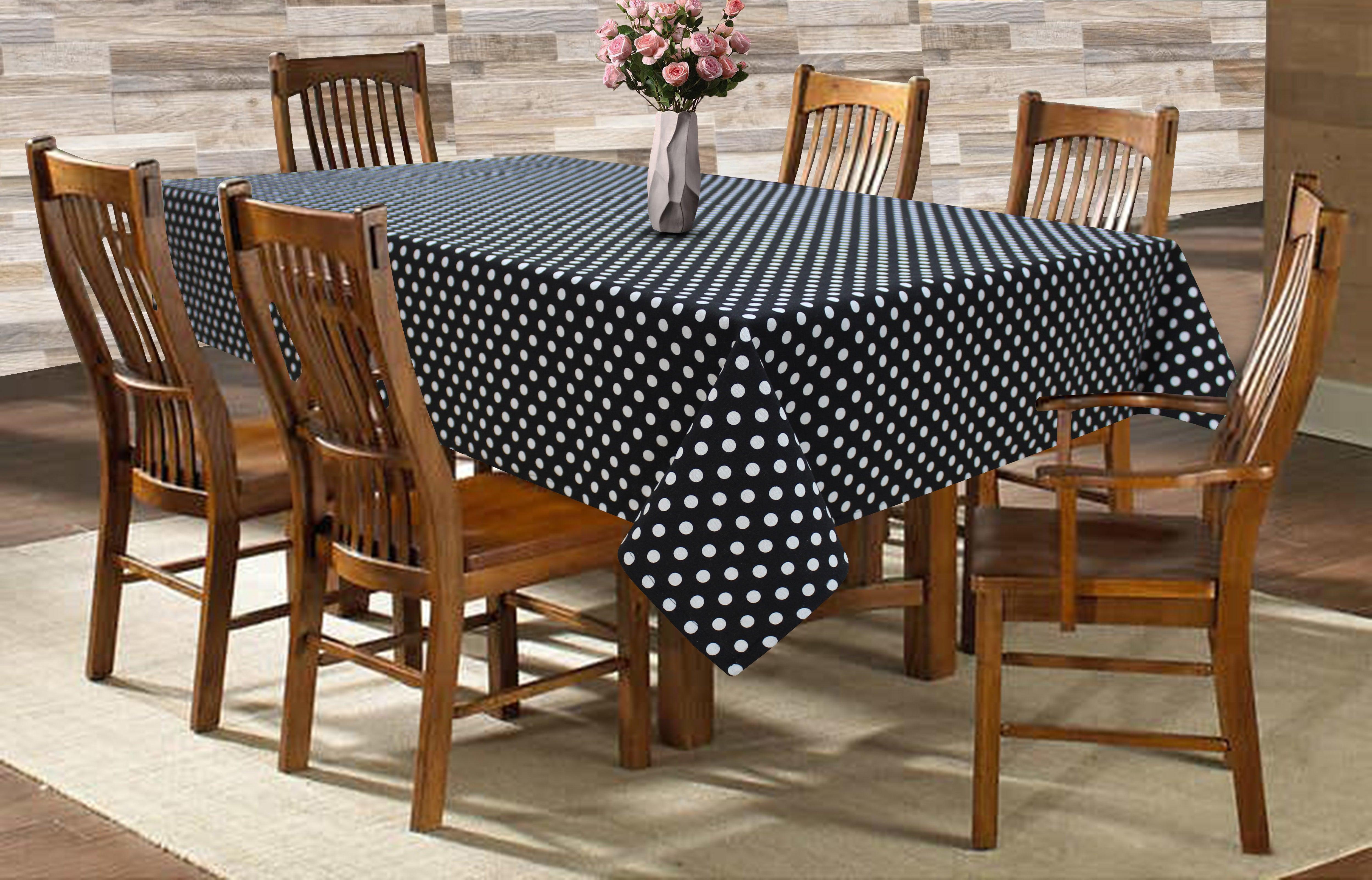 Cotton Black Polka Dot 6 Seater Table Cloths