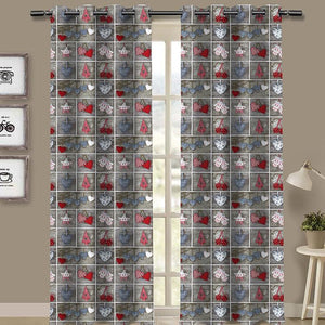 Cotton Xmas Heart 9ft Long Door Curtains Pack Of 2 freeshipping - Airwill