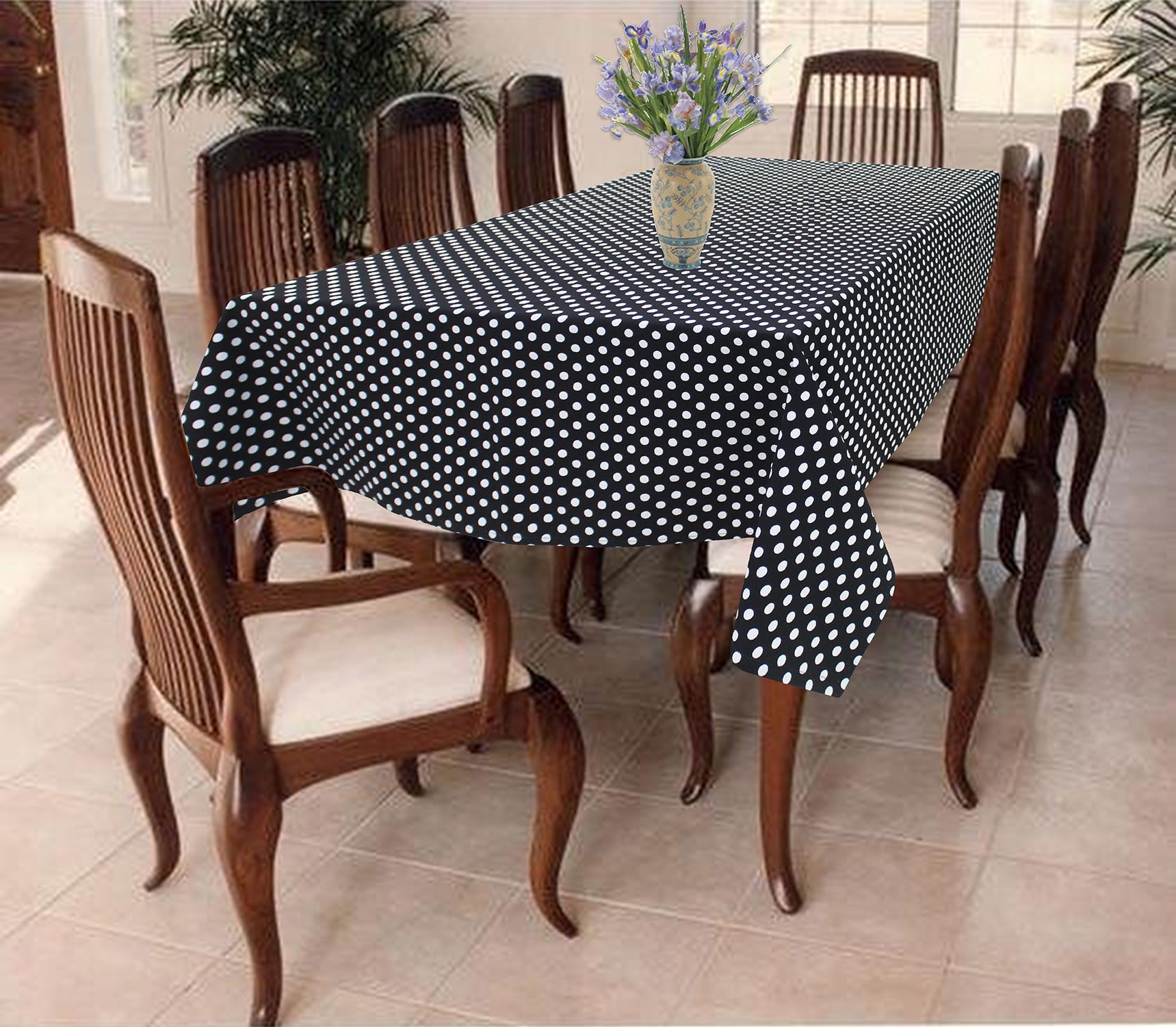 Cotton Black Polka Dot 4 Seater Table Cloths
