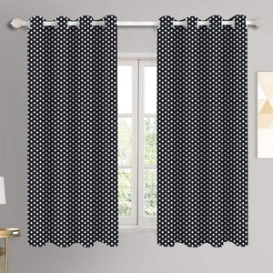 Cotton Black Polka Dot 5ft Window Curtains Pack Of 2 freeshipping - Airwill