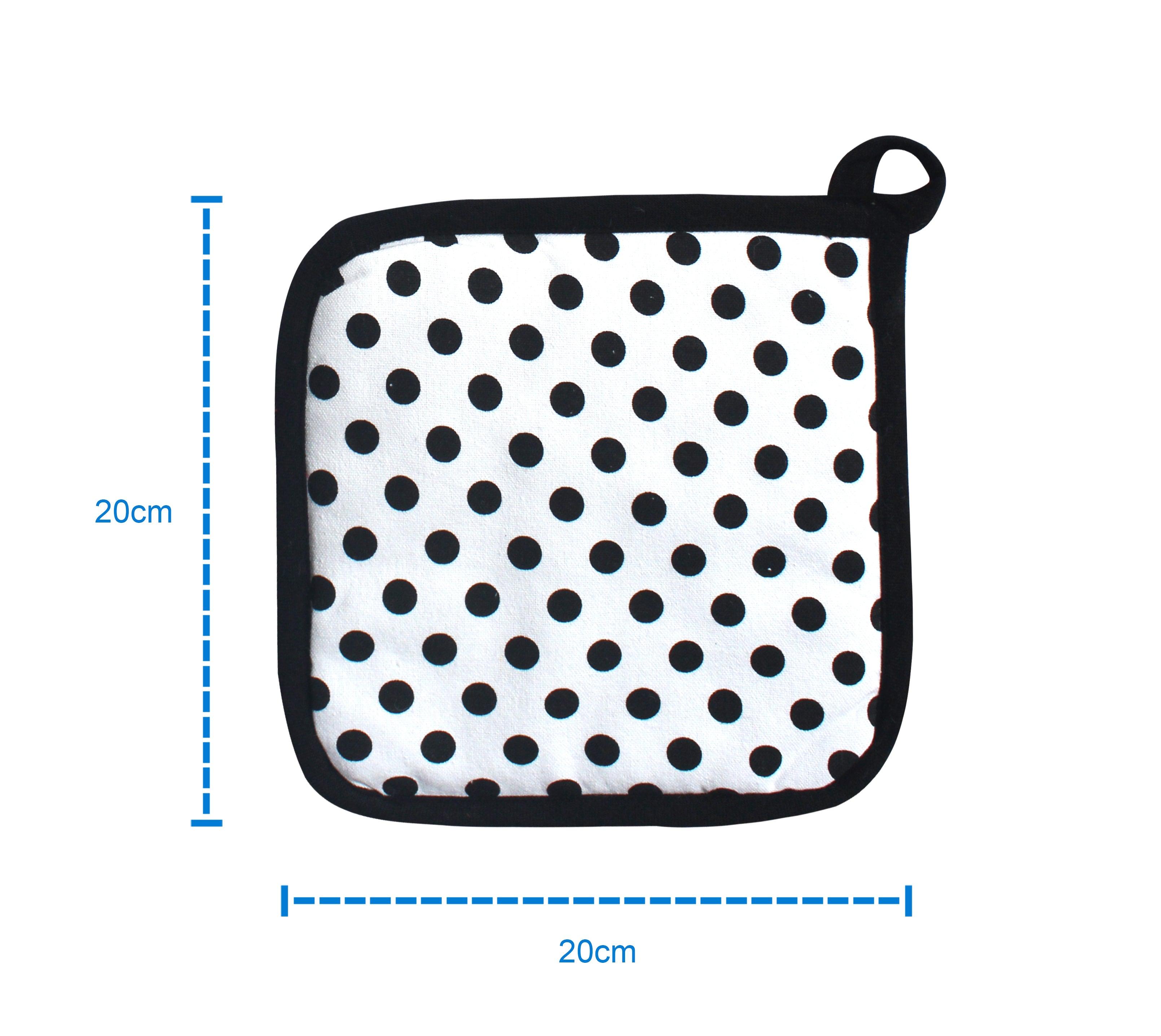 Cotton White Polka Dot Pot Holders Pack Of 3
