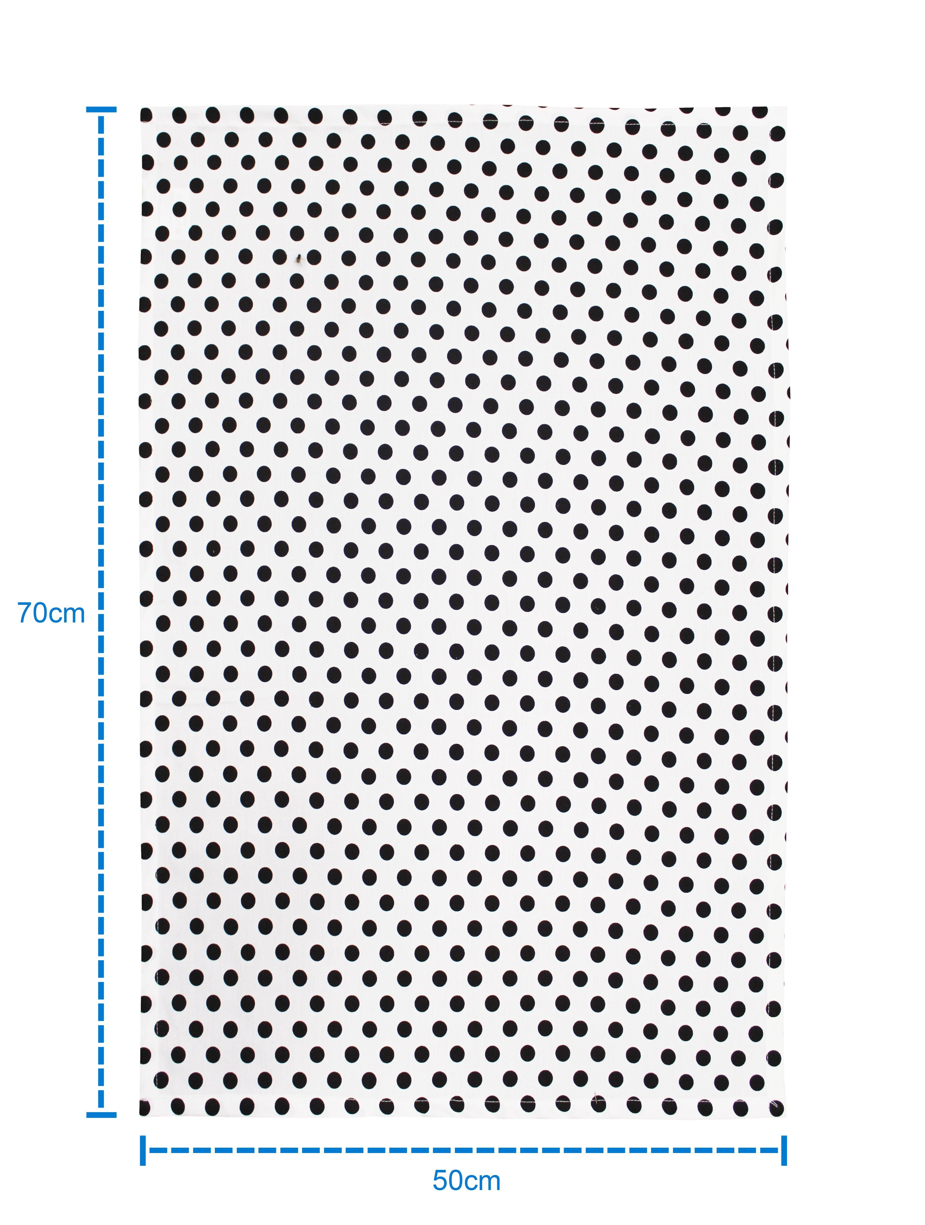 Cotton Polka Dot White and Black Kitchen Towels Pack Of 4