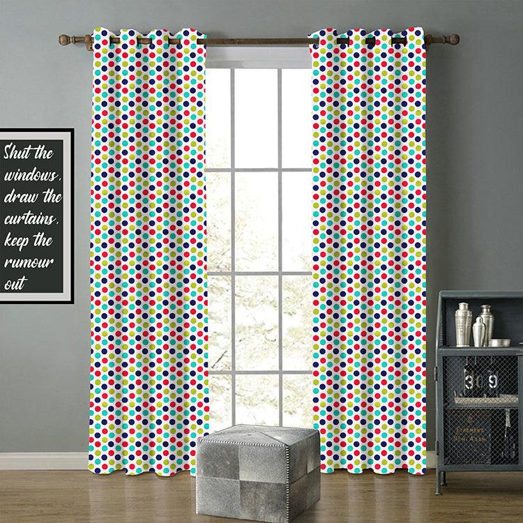 Cotton Singer Dot 9ft Long Door Curtains Pack Of 2