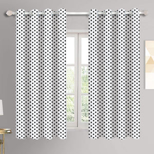 Cotton White Polka Dot 5ft Window Curtains Pack Of 2 freeshipping - Airwill