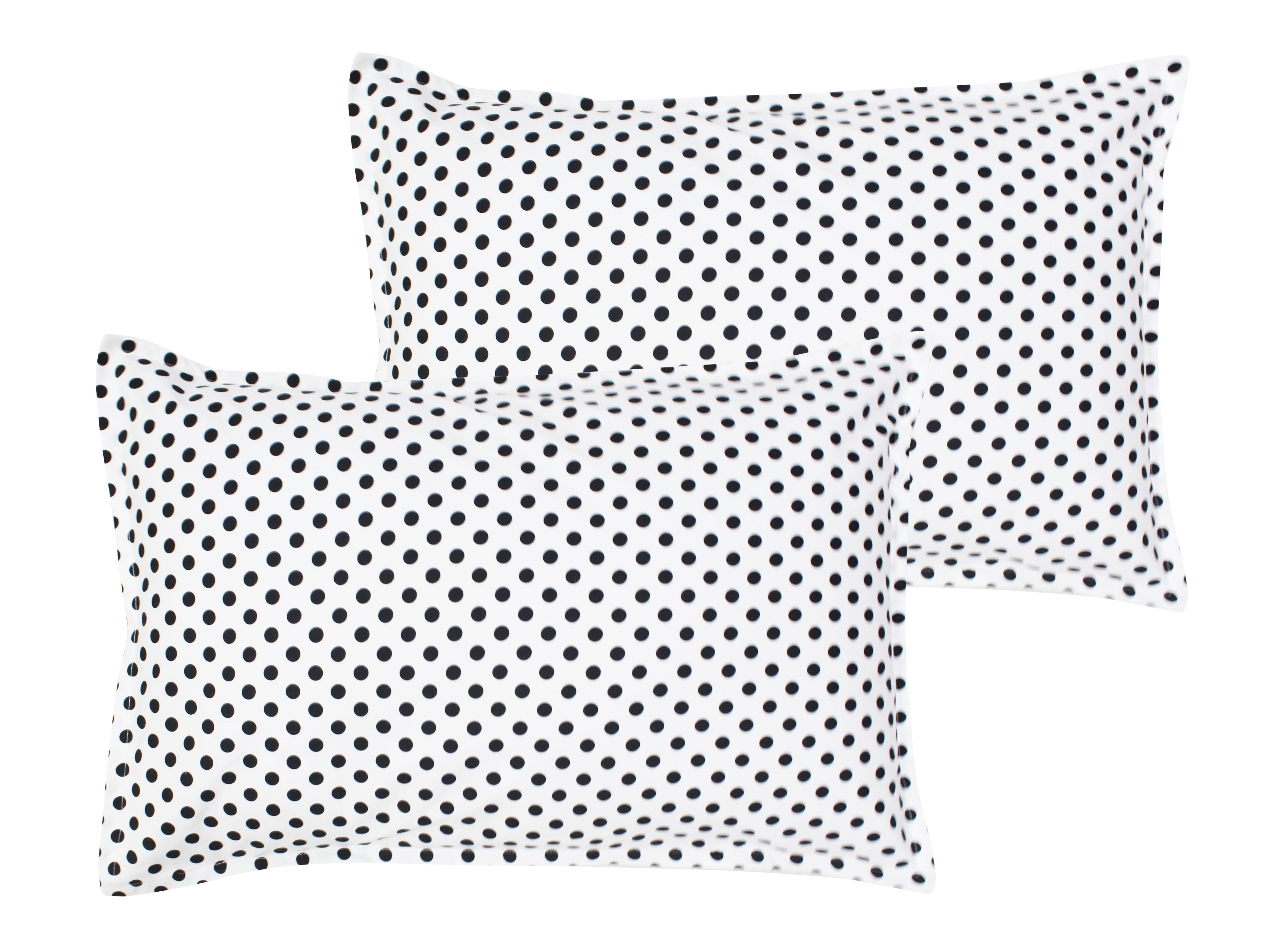 Cotton Polka Dot White Pillow Covers Pack Of 2