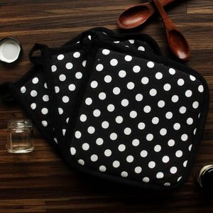 Cotton Black Polka Dot Pot Holders Pack Of 3 freeshipping - Airwill