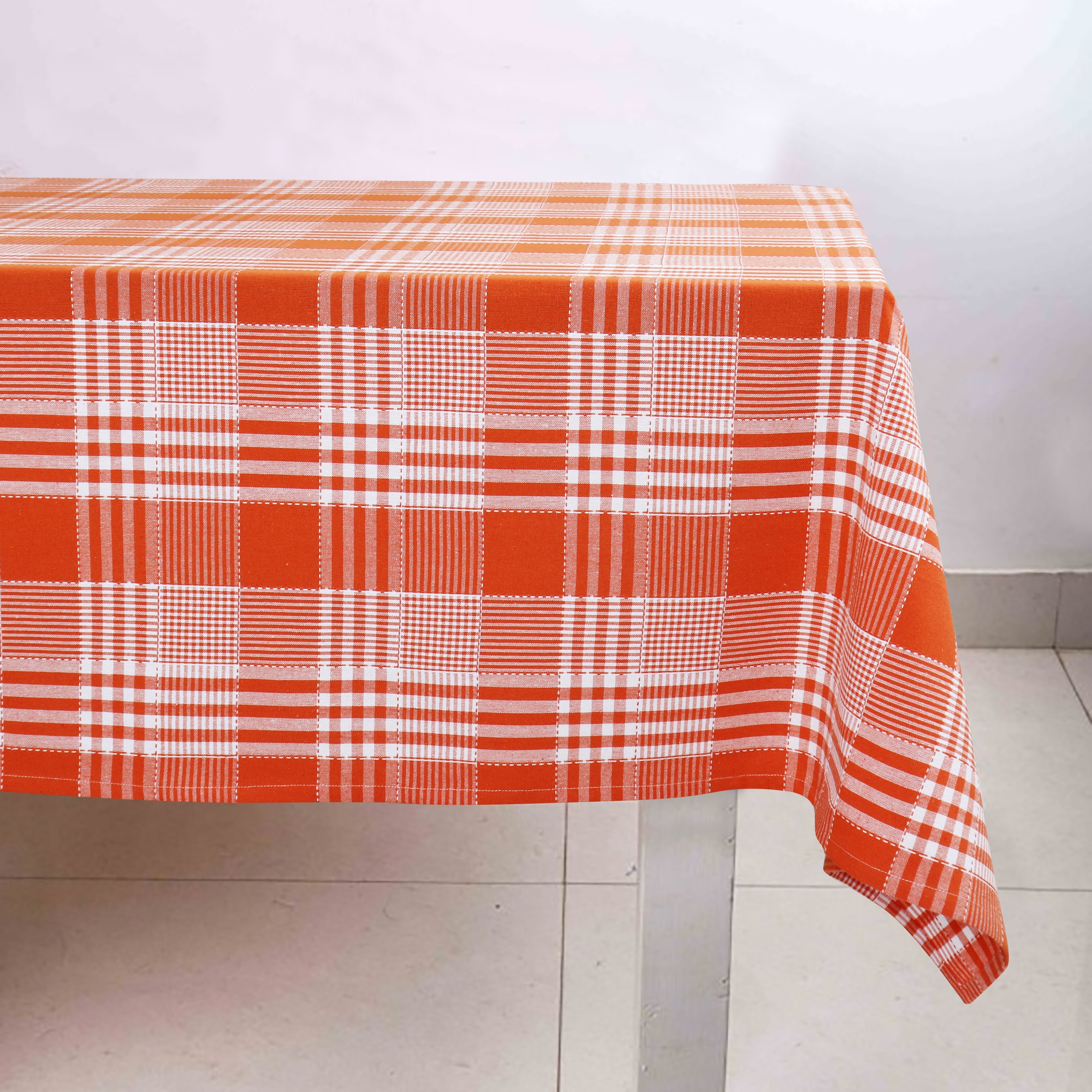 Cotton Track Dobby Orange 4 Seater Table Cloths