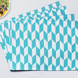 Cotton Classic Diamond Sea Blue Table Placemats Pack Of 4 freeshipping - Airwill