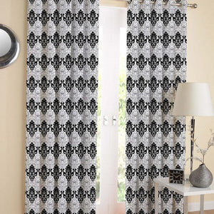 Cotton Black and White Damask 7ft Door Curtains Pack Of 2 freeshipping - Airwill