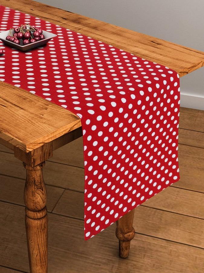 Cotton Red Polka Dot Table Runner