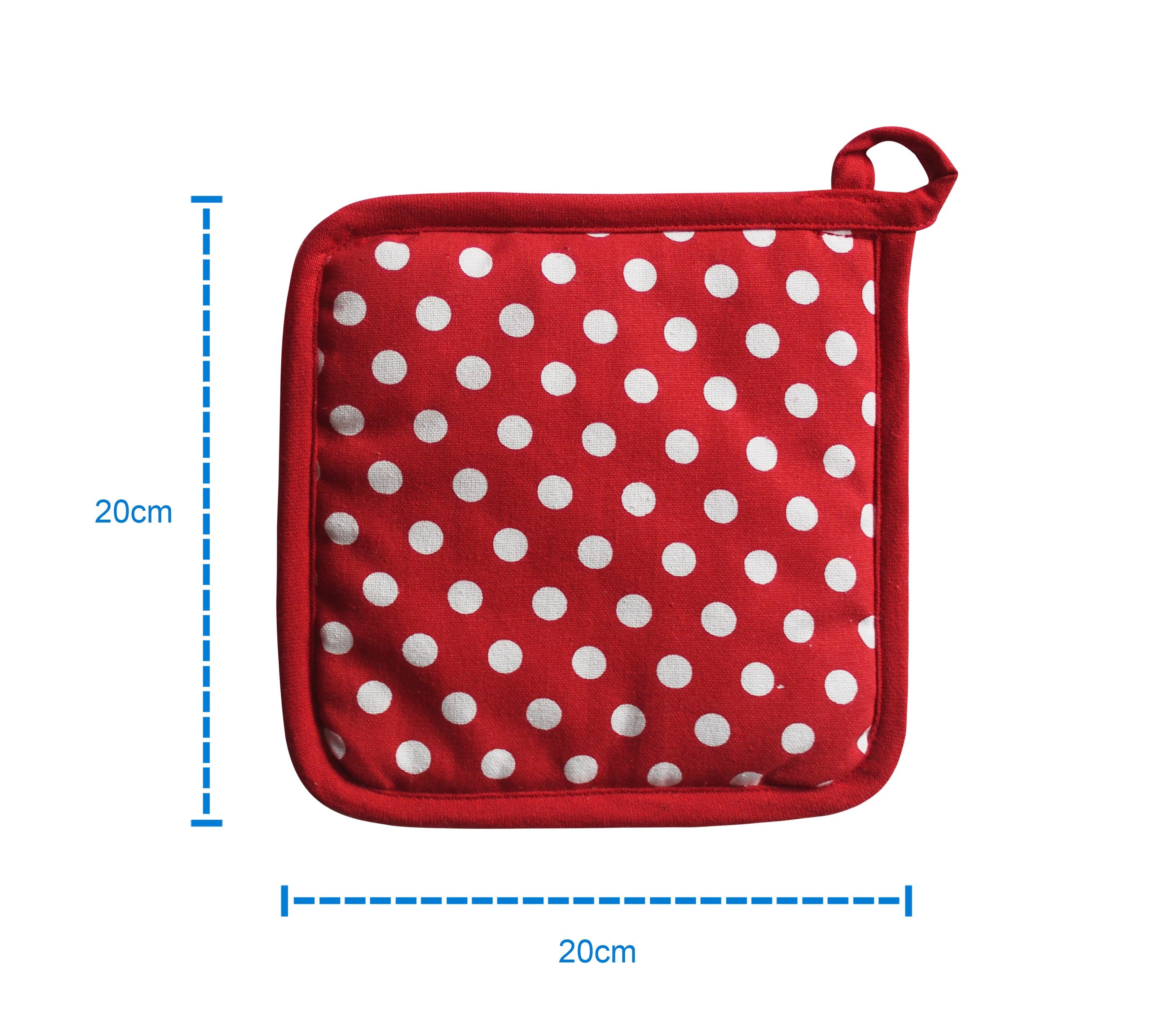 Cotton Red Polka Dot Pot Holders Pack Of 3