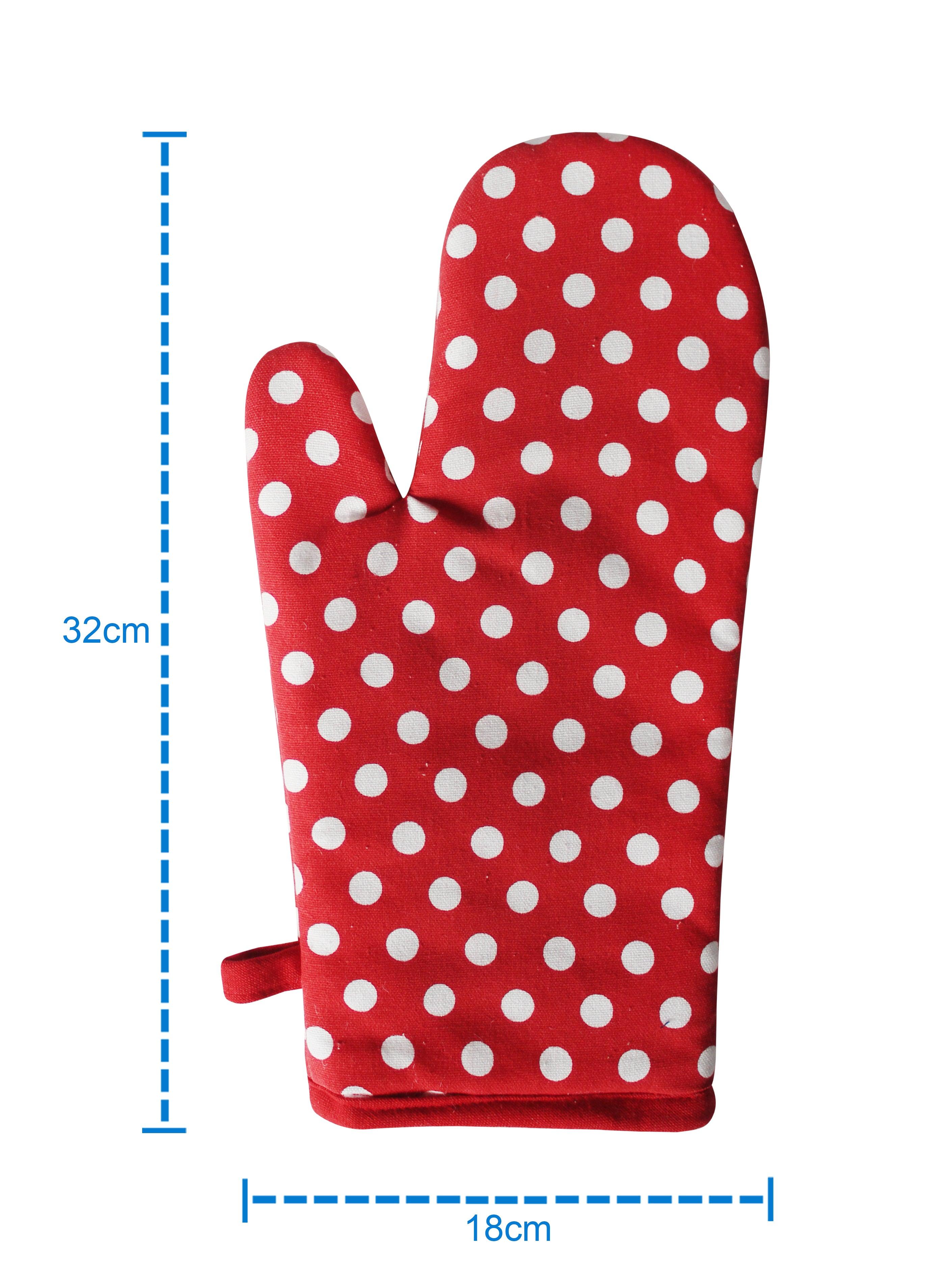 Cotton Red Polka Dot Oven Gloves Pack of 2
