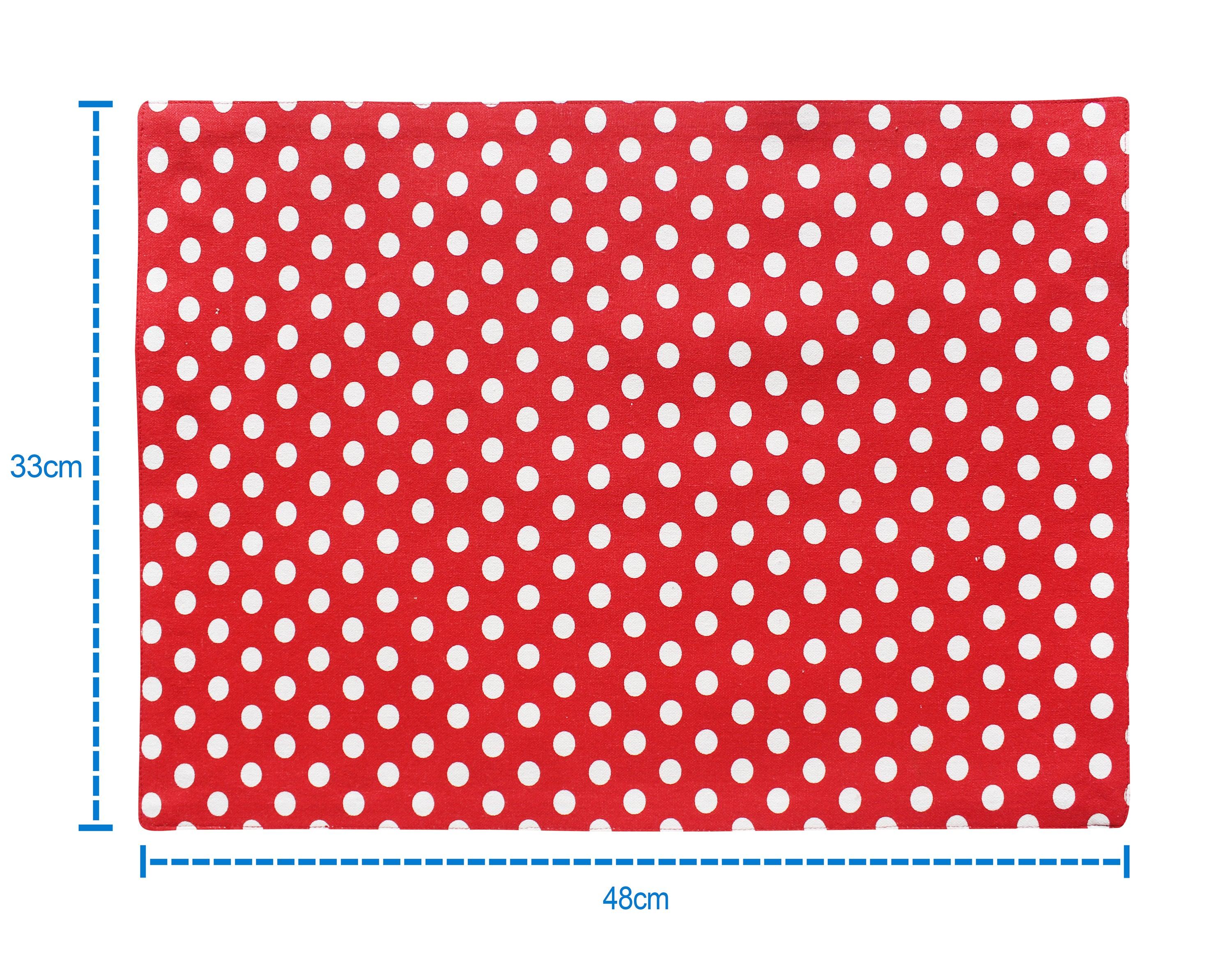 Cotton Red Polka Dot Table Placemats Pack Of 4
