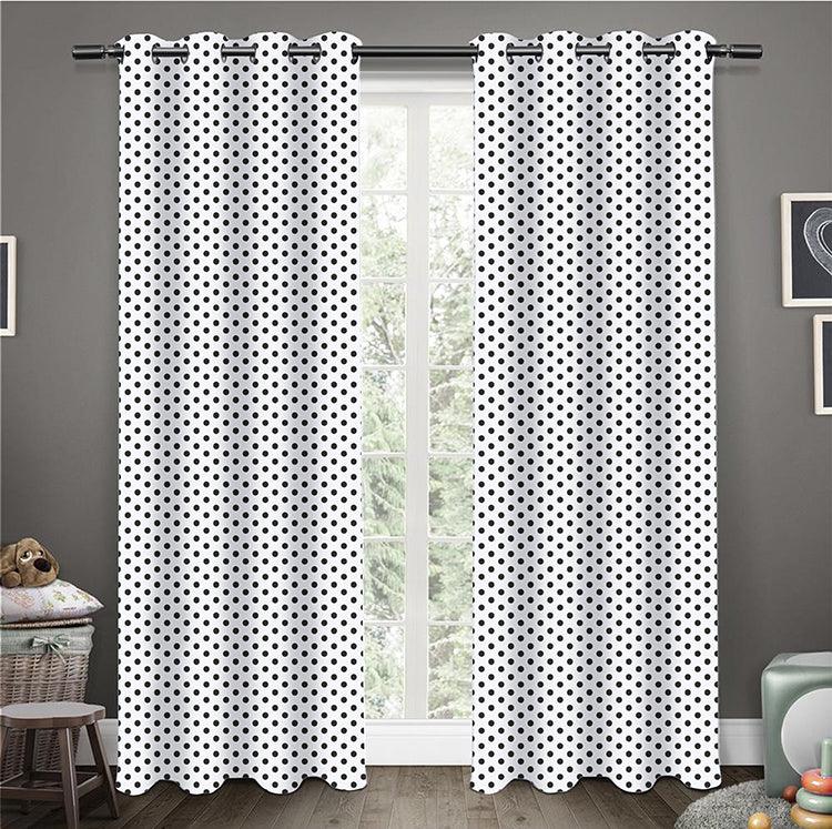 Cotton White Polka Dot 9ft Long Door Curtains Pack Of 2