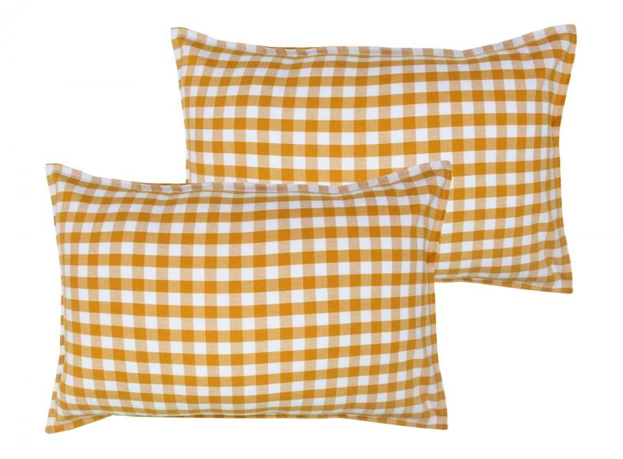 Cotton Gingham Check Yellow Pillow Covers Pack Of 2
