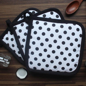Cotton White Polka Dot Pot Holders Pack Of 3 freeshipping - Airwill