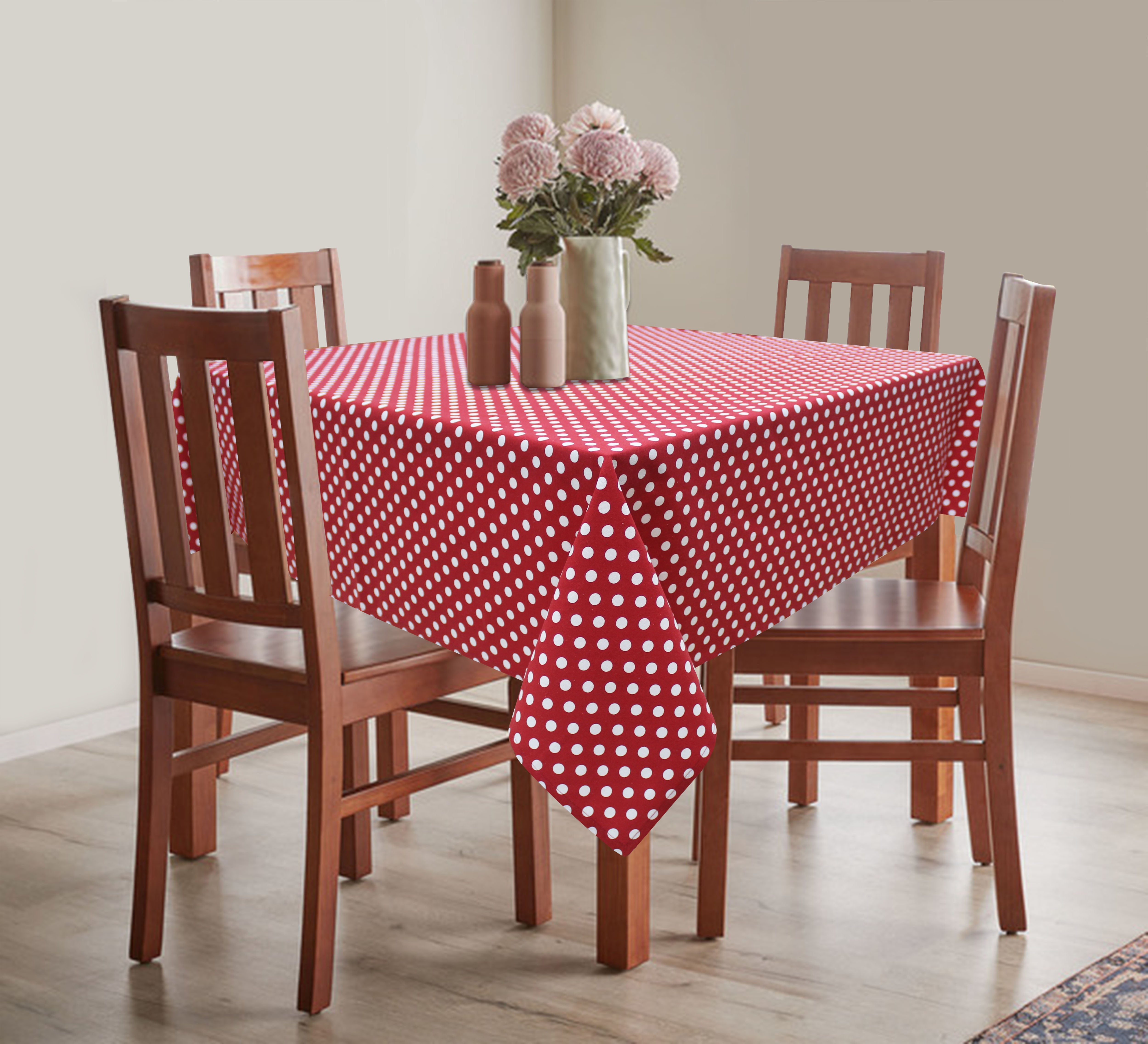 Cotton Red Polka Dot 8 Seater Table Cloths