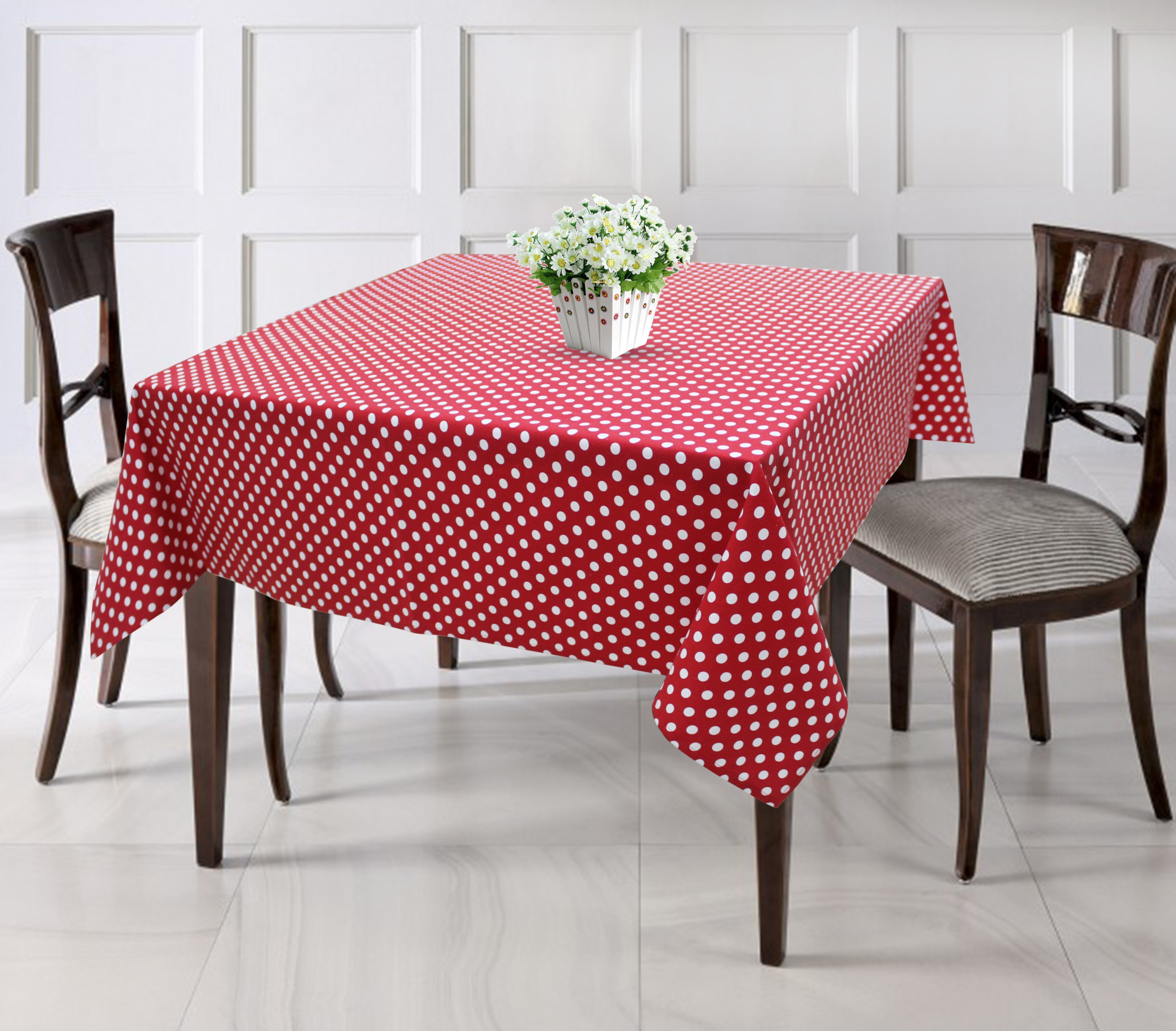 Cotton Red Polka Dot 8 Seater Table Cloths