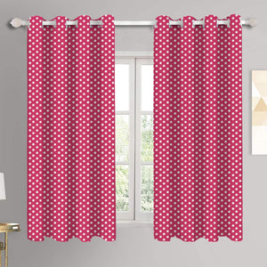 Cotton Pink Polka Dot 5ft Window Curtains Pack Of 2 freeshipping - Airwill
