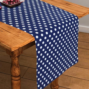 Cotton Blue Polka Dot 152cm Length Table Runner Pack Of 1 freeshipping - Airwill