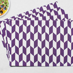 Cotton Classic Diamond Purple Table Placemats Pack Of 4 freeshipping - Airwill
