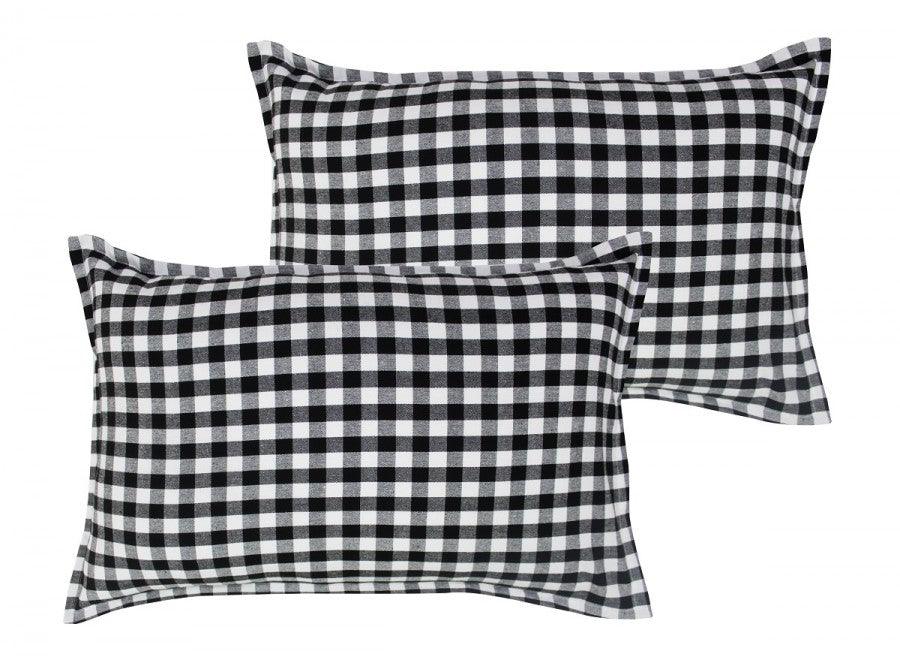 Cotton Gingham Check Black Pillow Covers Pack Of 2