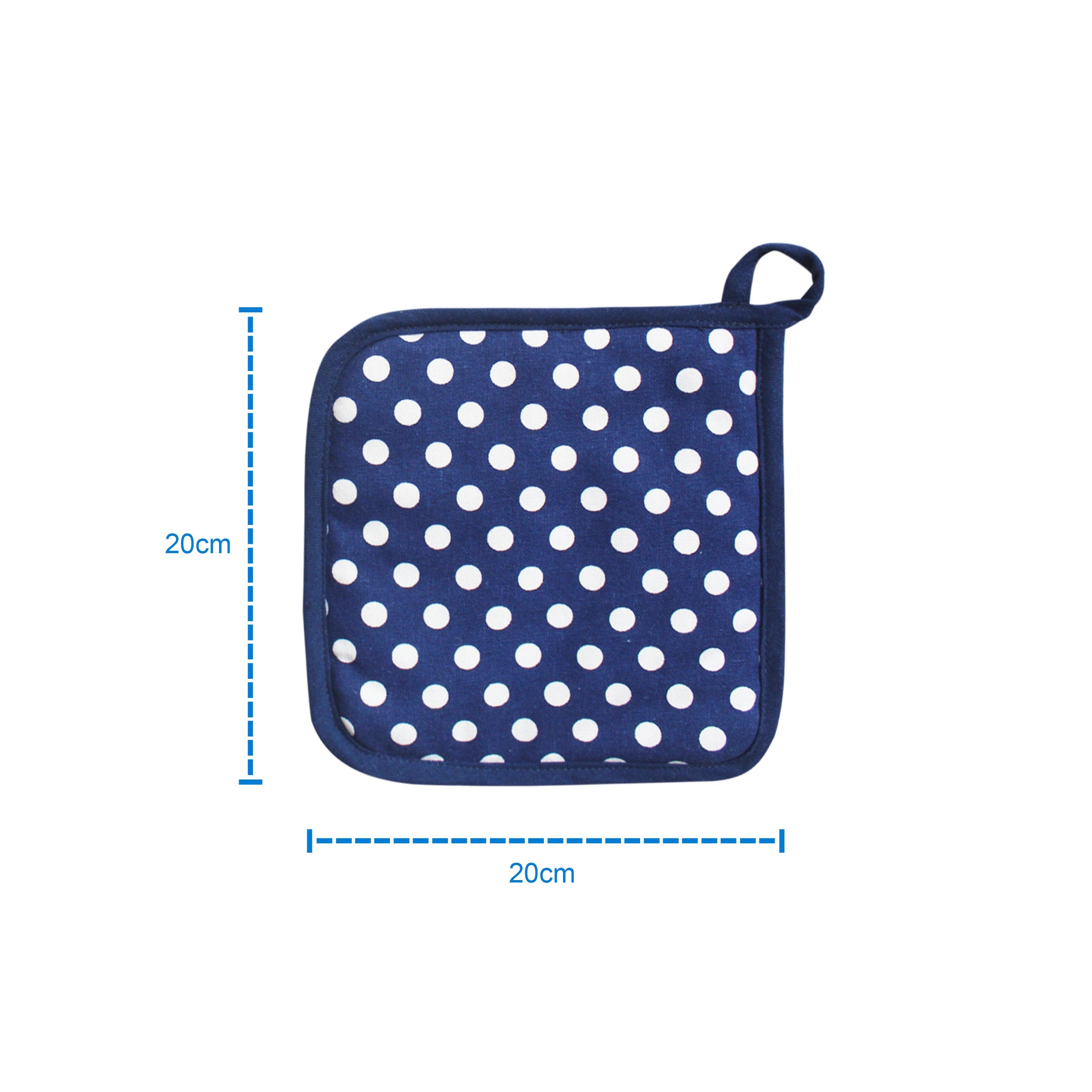 Cotton Blue Polka Dot Pot Holders Pack Of 3