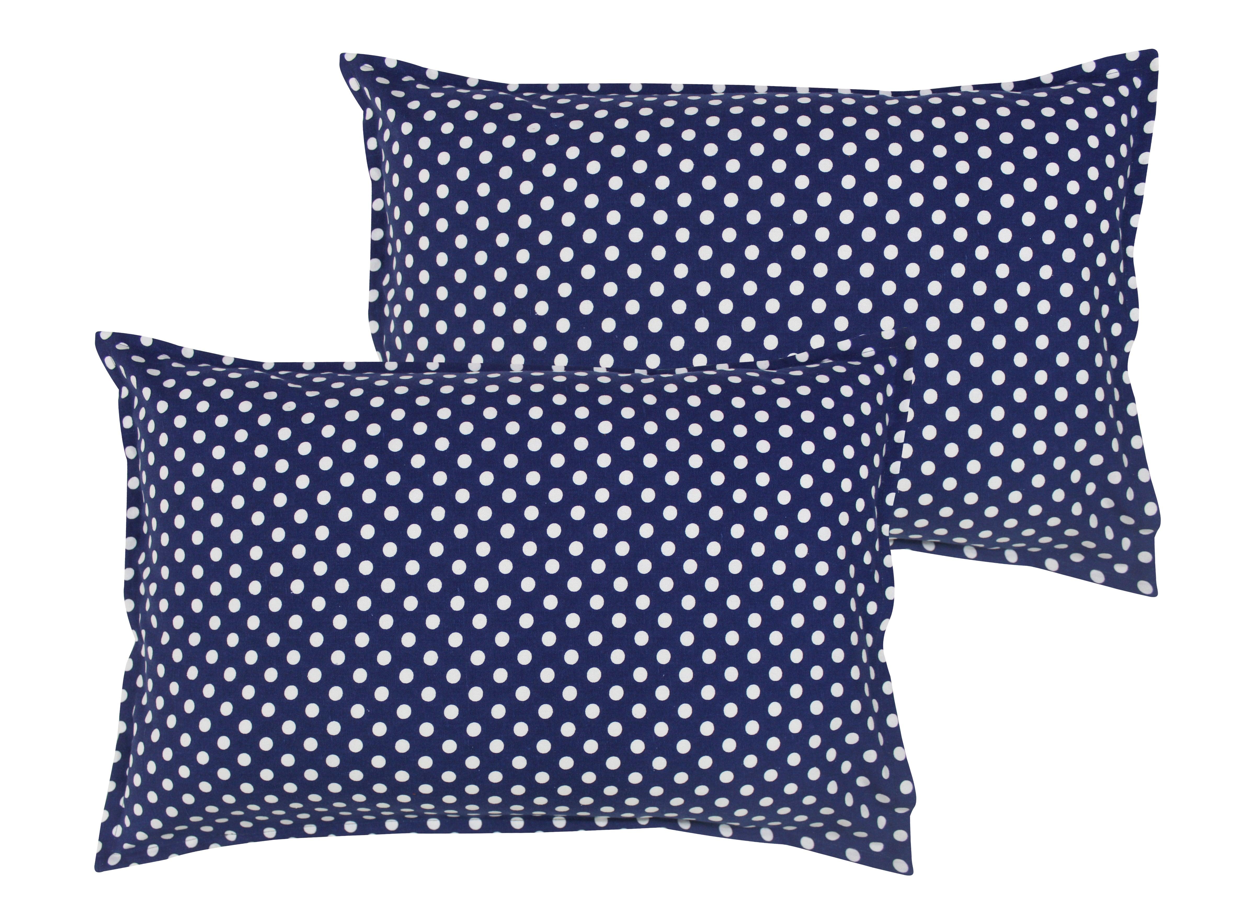 Cotton Polka Dot Blue Pillow Covers Pack Of 2