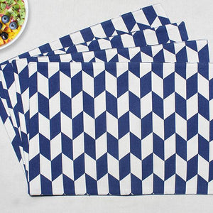 Cotton Classic Diamond Royal Blue Table Placemats Pack Of 4 freeshipping - Airwill
