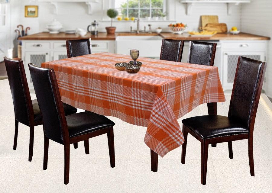Cotton Track Dobby Orange 6 Seater Table Cloths